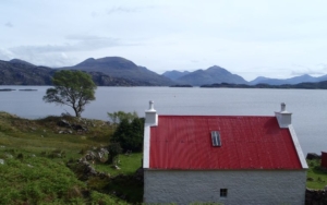Hutje in Loch Torridon, Schotland