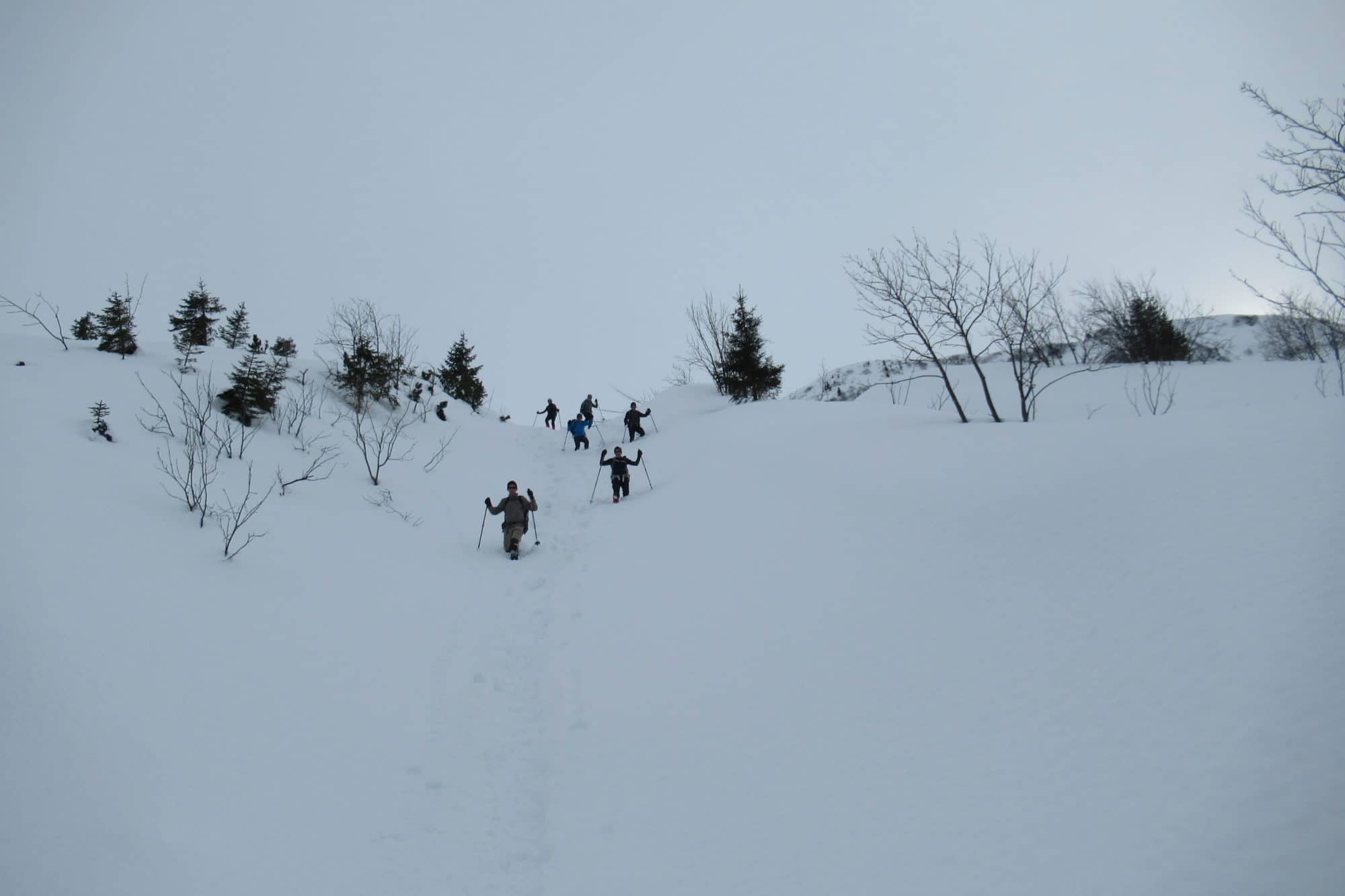 Techniek na beneden sneeuwschoenwandelen