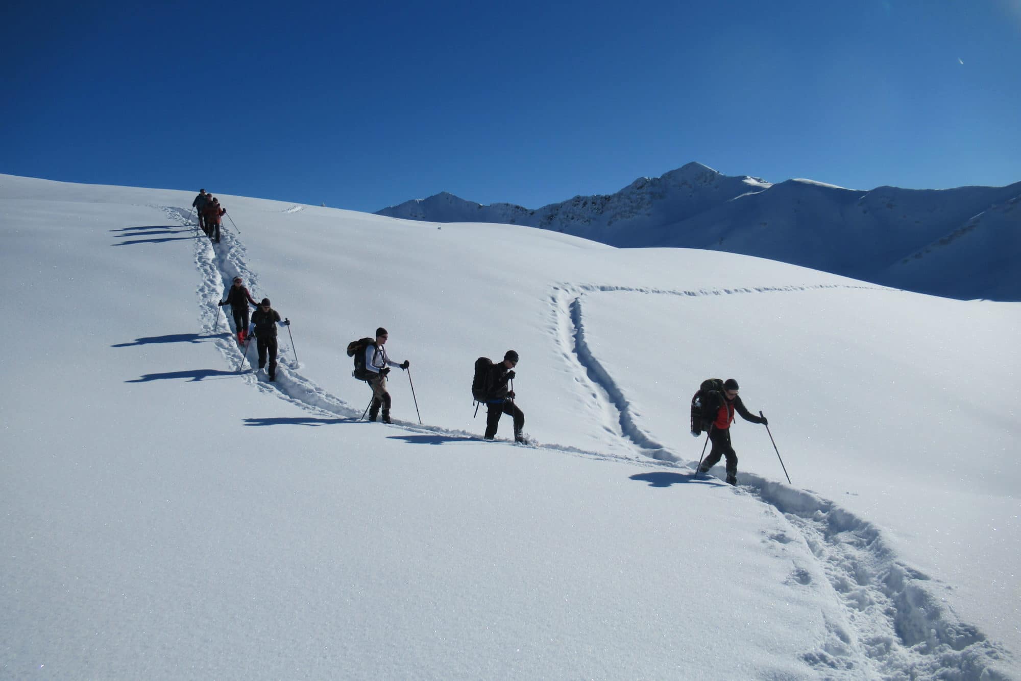 Sneeuwschoenwandelen met wandelstokken
